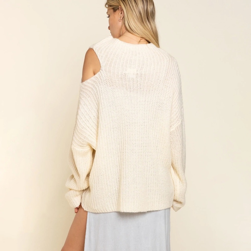 Express One Cold Shoulder Sweater - Picture 4 of 5